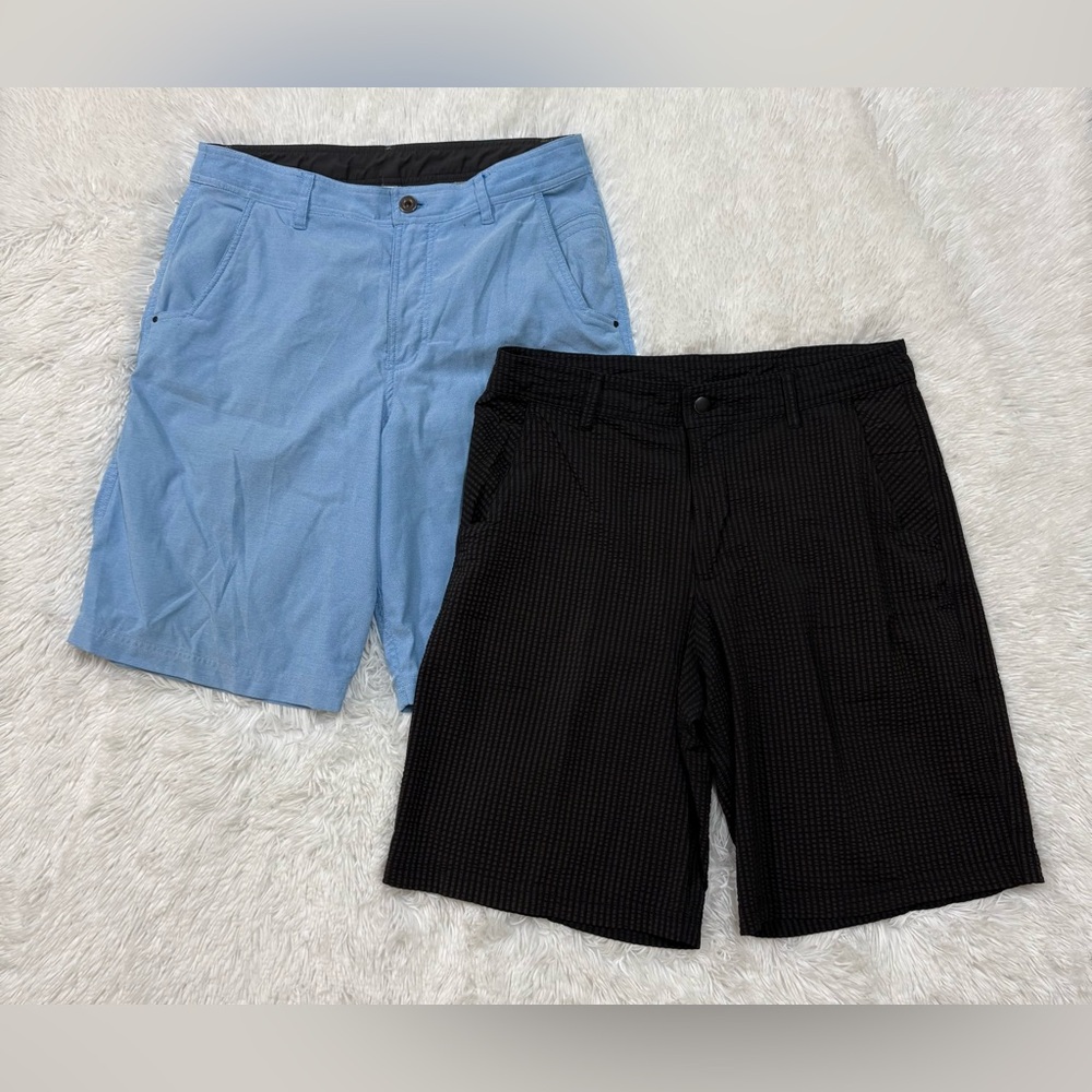 Bundle lululemon athletica Two-Pack Flat-Front Shorts in Light Blue and Black